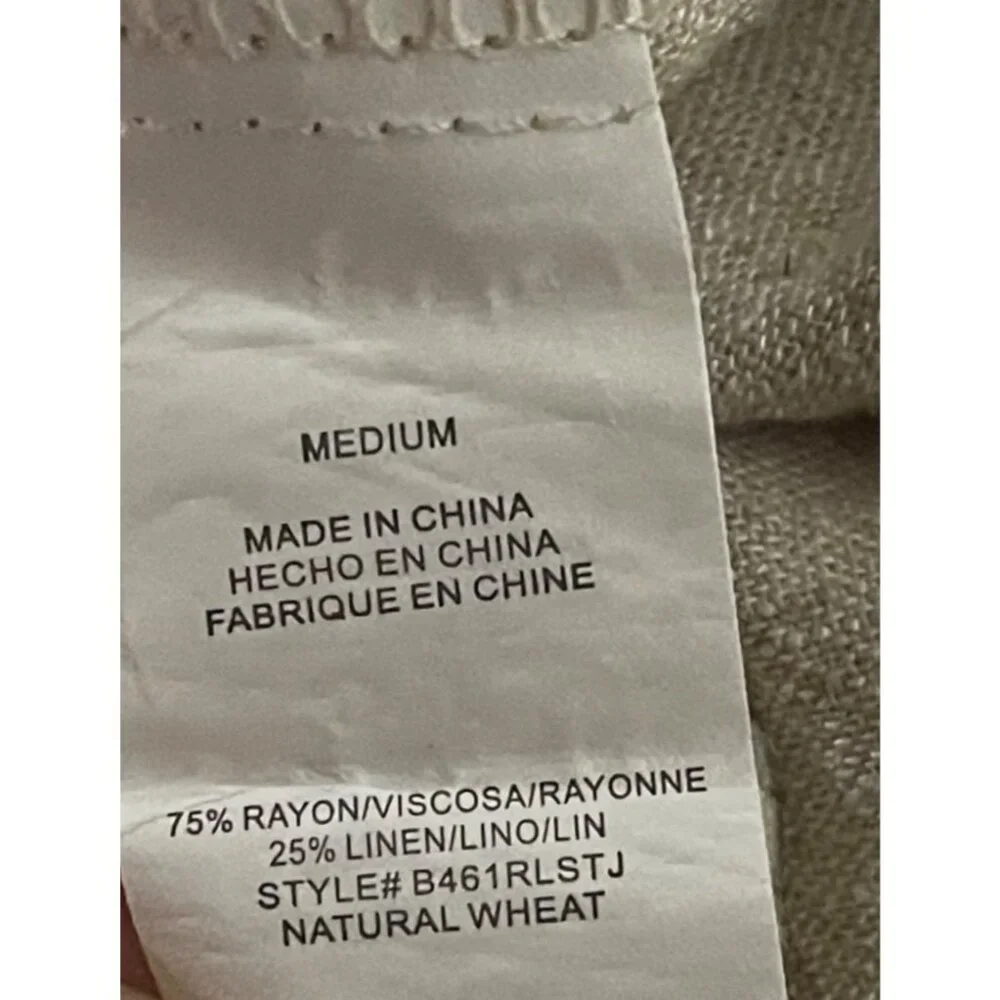Thread & Supply Drawstring Wide-Leg Linen Blend Pants Natural Wheat Medium - Picture 5 of 8